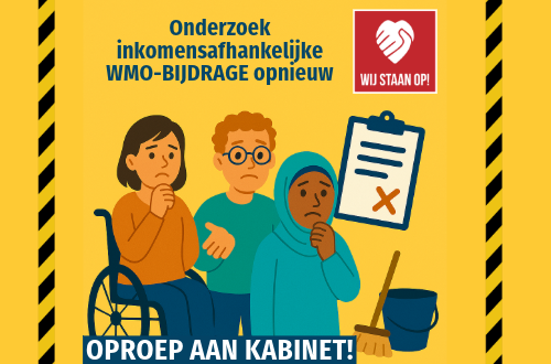 Wij Staan Op! ondertekent oproep tegen inkomensafhankelijke Wmo-bijdrage